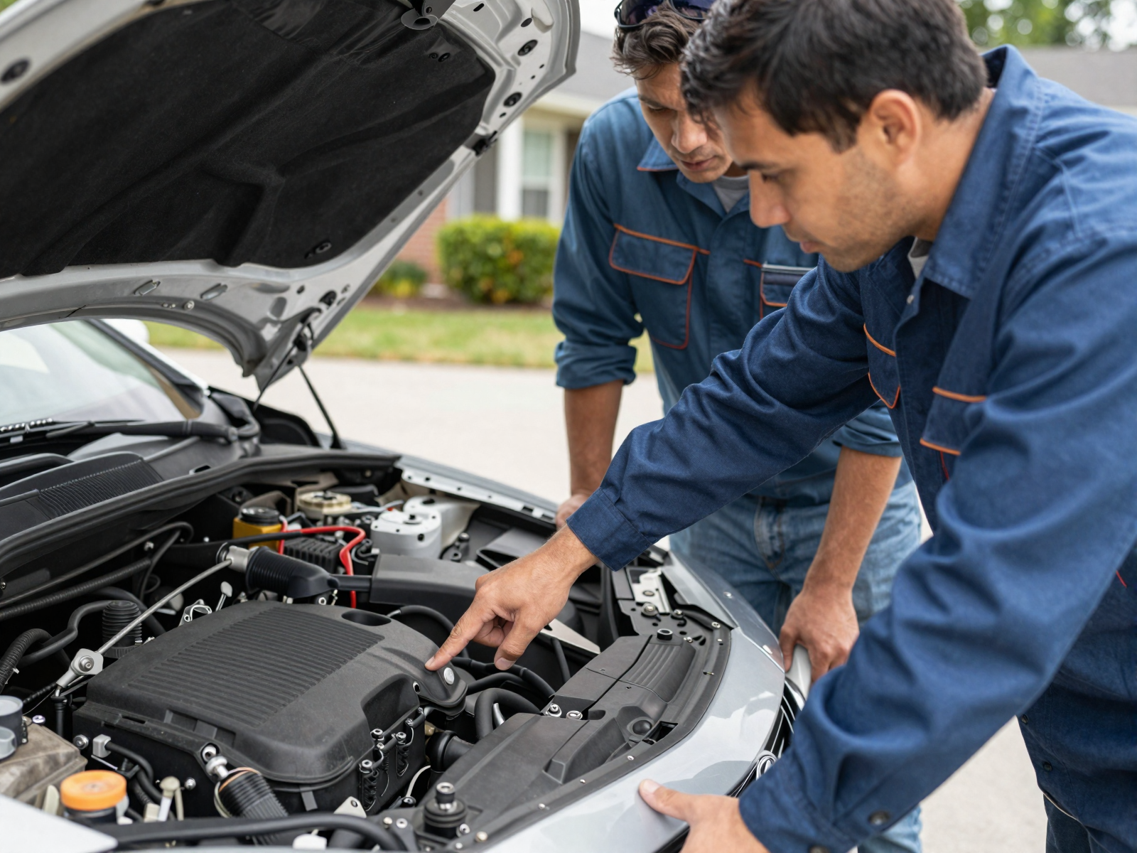 Auto electrical technician performing diagnostics